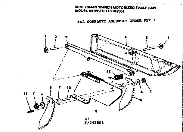 Craftsman 113242501 guard assembly diagram