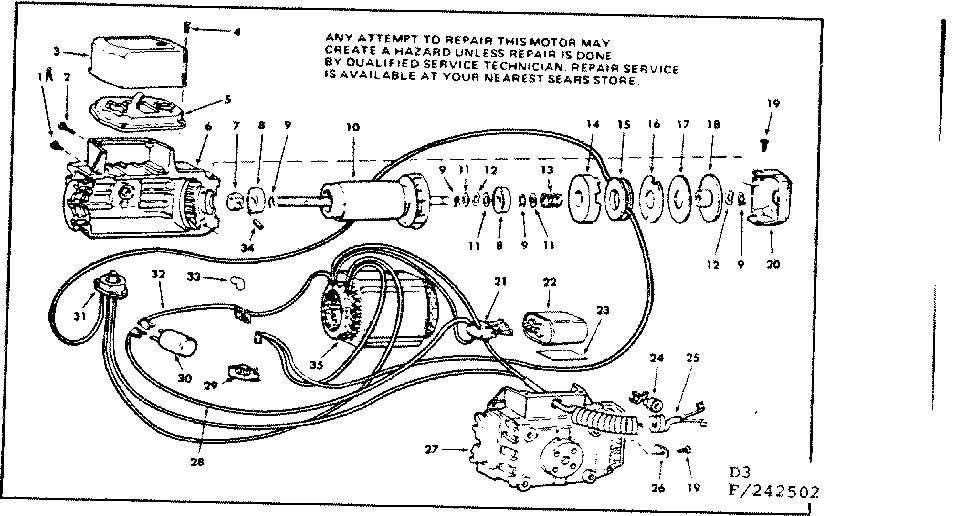 Craftsman 113242502 motor assembly diagram