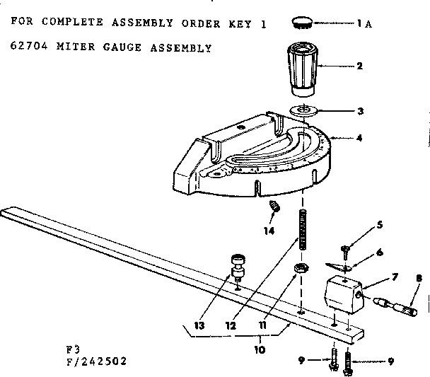 Craftsman 113242502 miter gauge assembly diagram
