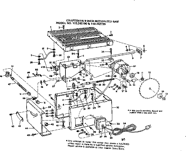 Craftsman 113242700 unit breakdown diagram