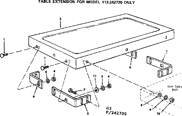 Craftsman 113242700 table extension diagram