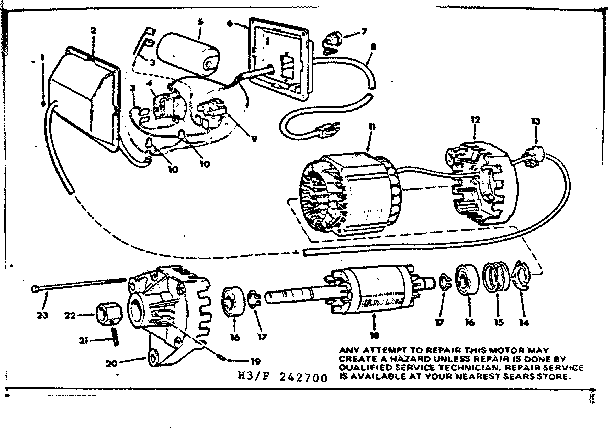 Craftsman 113242700 motor and control box asm diagram