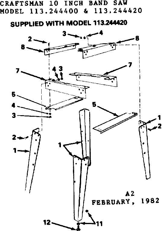 Craftsman 113244400 leg set f/113.244420 diagram