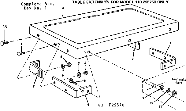 Craftsman 11329570 table extension diagram