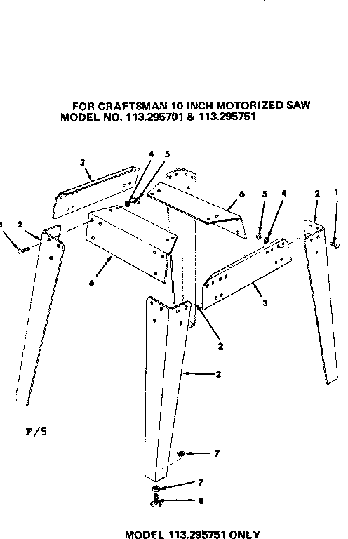 Craftsman 113295751 leg set diagram