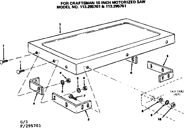 Craftsman 113295751 table extension diagram