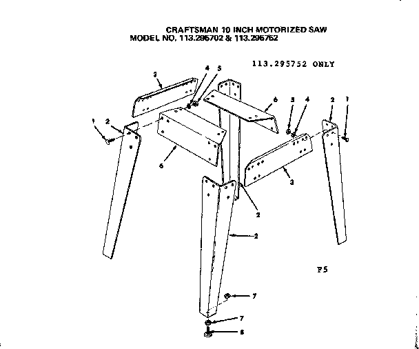 Craftsman 113295702 leg set diagram