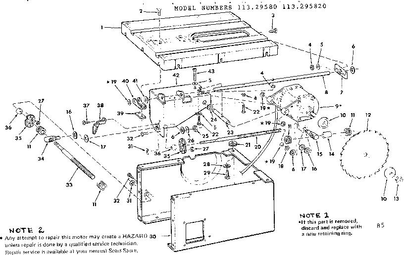 Craftsman 113295820 unit breakdown diagram