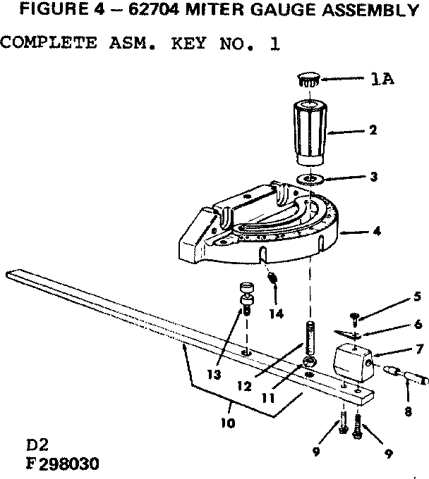 Craftsman 113298140 miter gauge assembly diagram