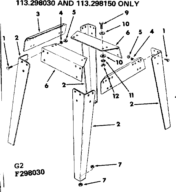 Craftsman 113298140 legs diagram