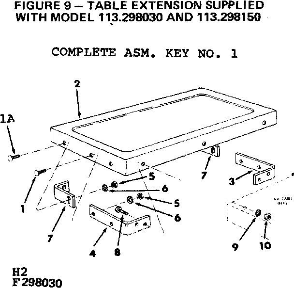 Craftsman 113298140 table extension diagram