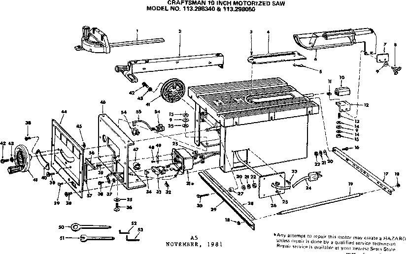 Craftsman 113298340 unit housing diagram