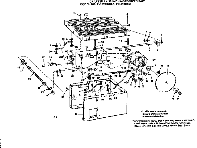 Craftsman 113298340 unit breakdown diagram