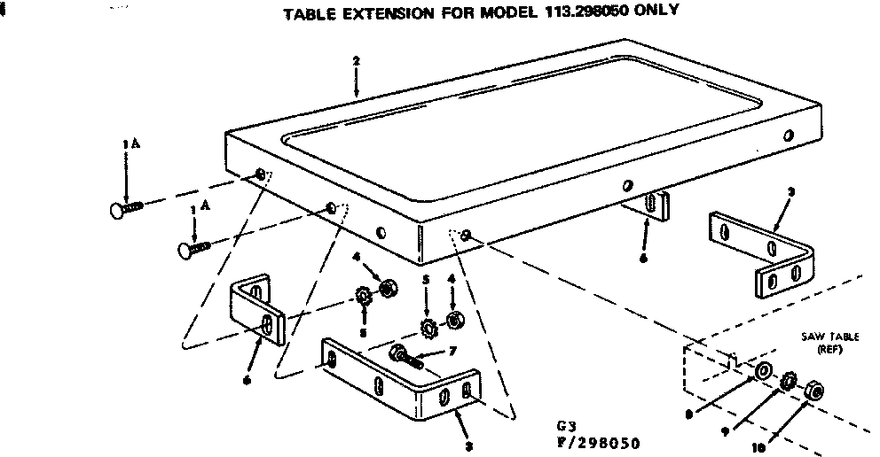 Craftsman 113298340 table extension diagram