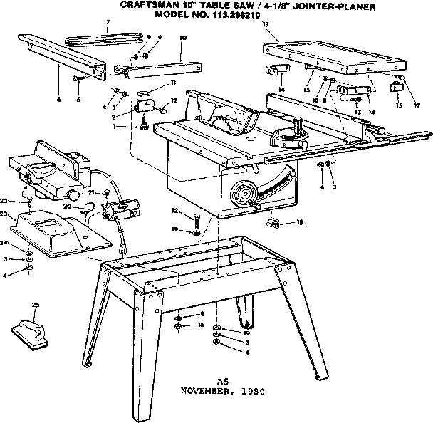 Craftsman 113298210 4-1/8 in. jointer-planer diagram