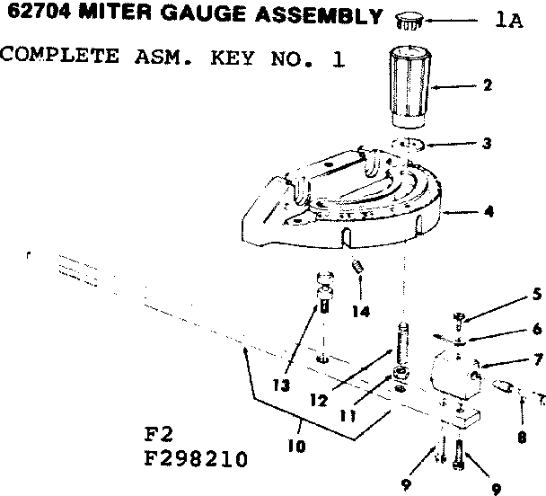 Craftsman 113298210 4-1/8 in. jointer-planer/62704 miter gauge assembly diagram