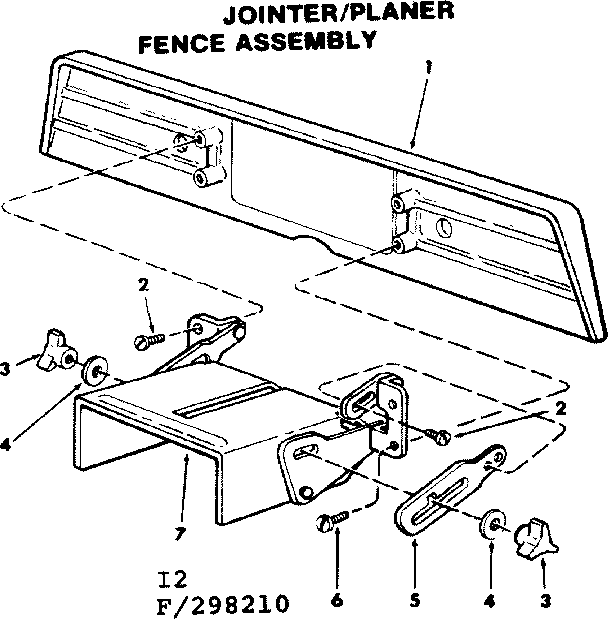 Craftsman 113298210 4-1/8 in. jointer-planer/fence assembly diagram