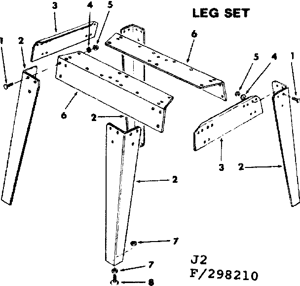 Craftsman 113298210 4-1/8 in. jointer-planer/leg set diagram