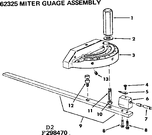 Craftsman 113299040 miter guage assembly diagram