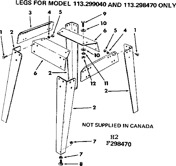 Craftsman 113299040 legs diagram