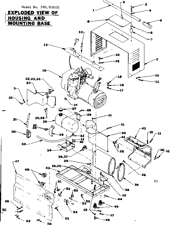 Craftsman 580320032 housing and mounting base diagram