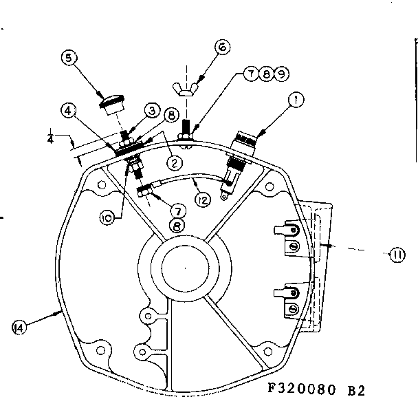 Craftsman 580320080 rear bearing carrier asm w/battery charging terminals diagram