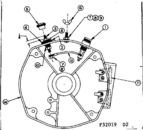 Craftsman 58057240 rear bearing carrier assem w/battery charging terminals diagram