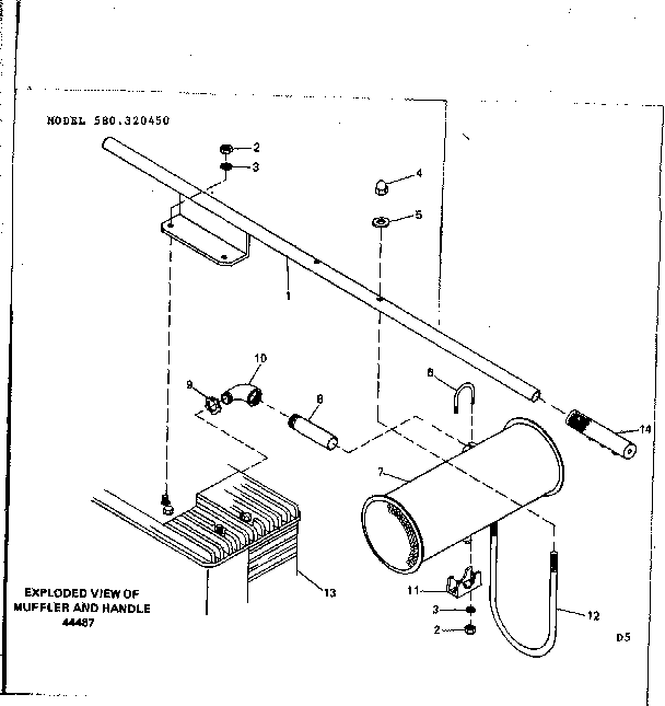 Craftsman 580320450 muffler and handle diagram