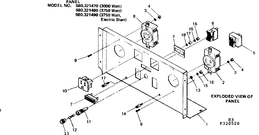 Craftsman 580321480 panel diagram