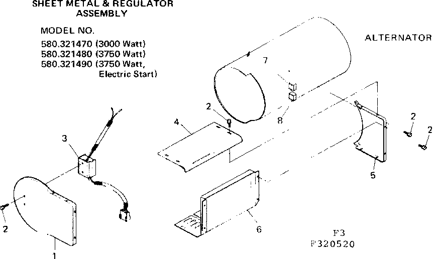 Craftsman 580321480 sheet metal & regulator assembly diagram