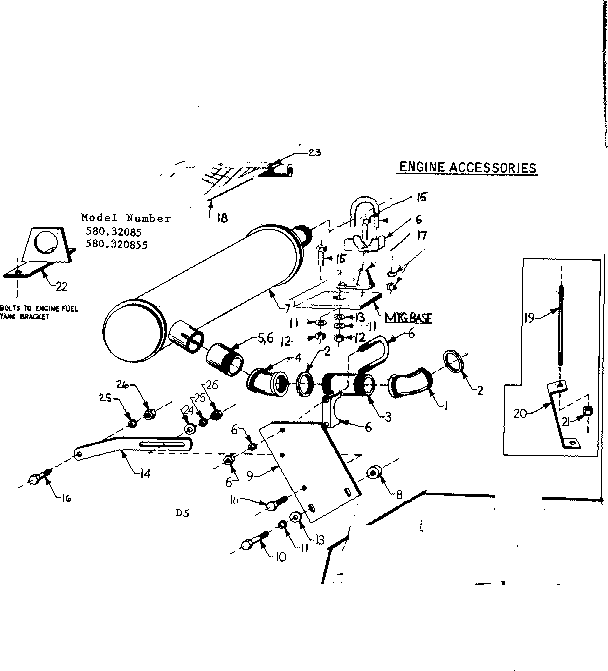 Craftsman 58032085 engine accessories diagram