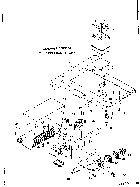Craftsman 580320961 mounting base & panel diagram