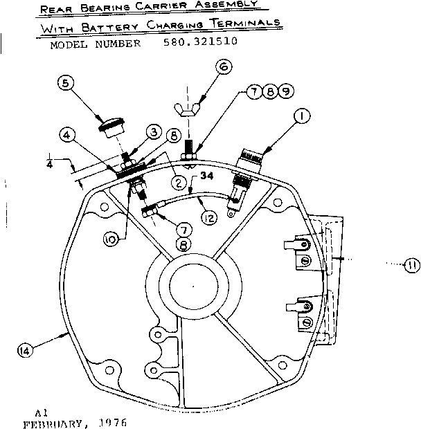 Craftsman 580321510 rear bearing carrier assembly diagram