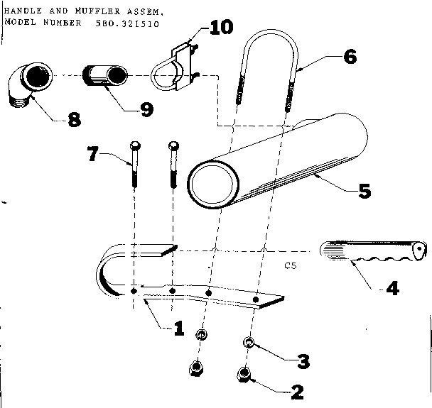 Craftsman 580321510 handle and muffler assem. diagram