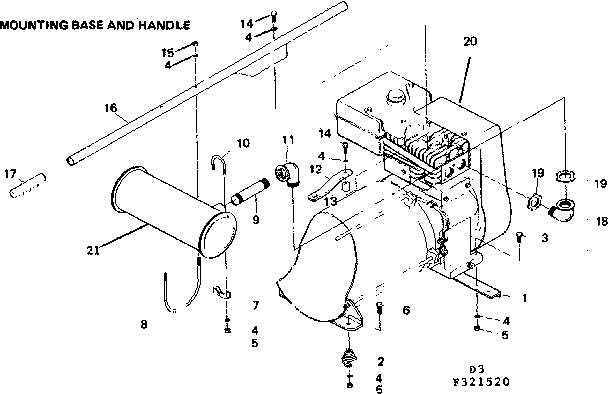 Craftsman 580321520 mounting base & handle diagram