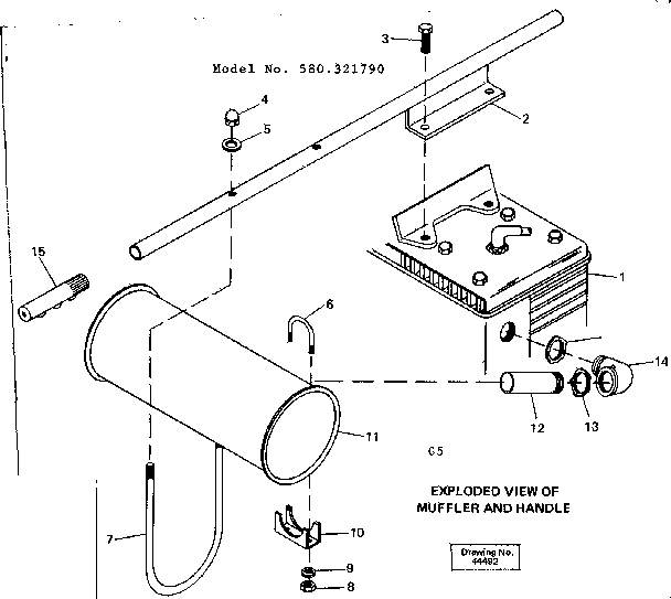 Craftsman 580321790 muffler and handle asm diagram