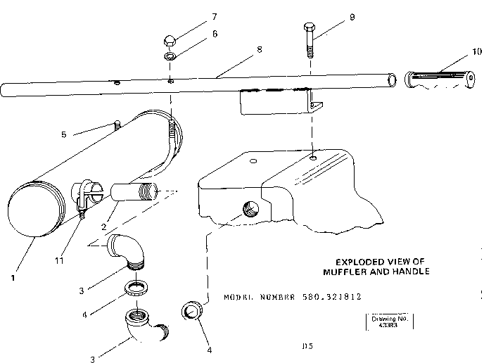 Craftsman 580321812 muffler and handle diagram