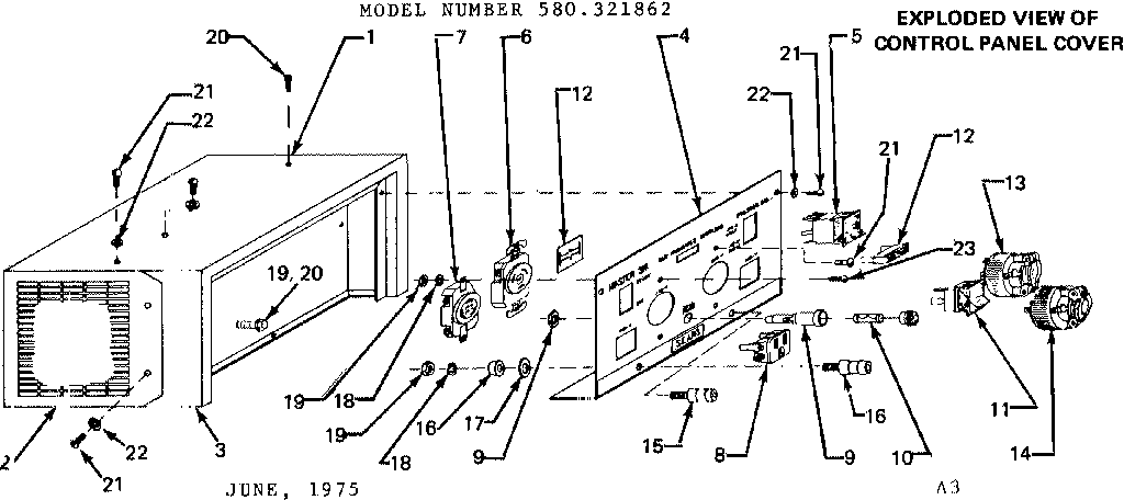 Craftsman 580321862 control panel cover diagram