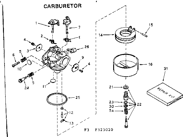 Craftsman 580323020 carburetor diagram