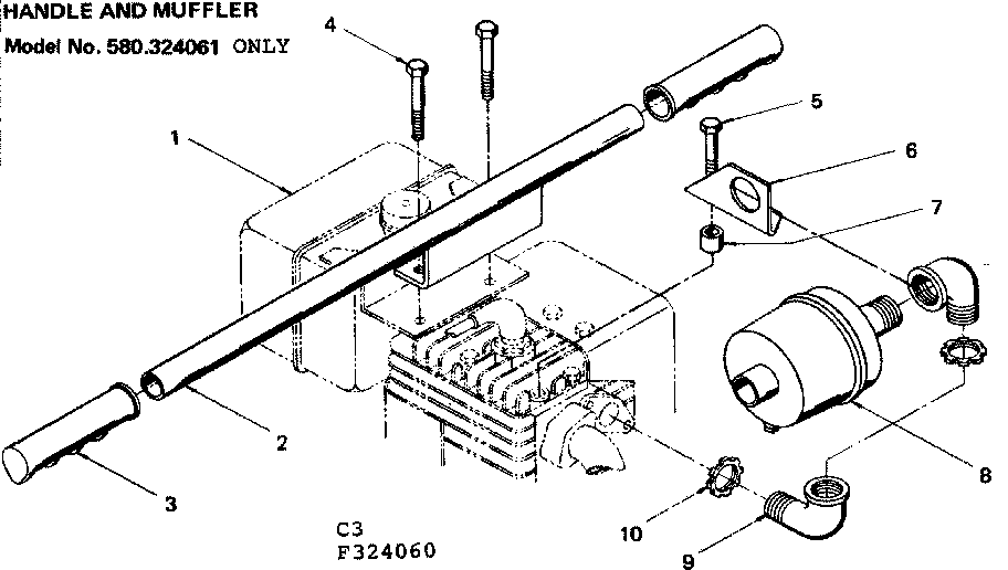 Craftsman 580324060 handle and muffler diagram