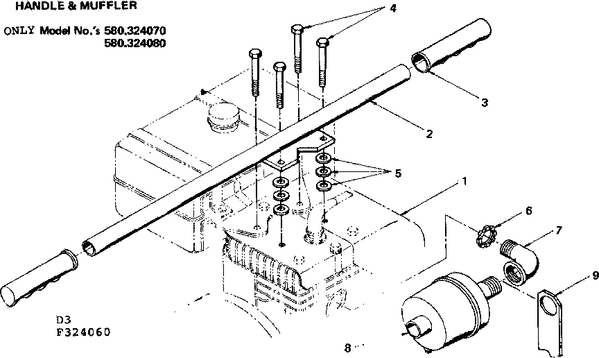 Craftsman 580324060 handle & muffler diagram