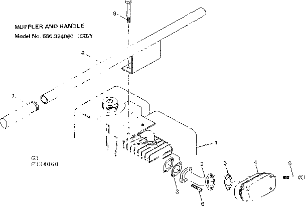 Craftsman 580324060 muffler and handle diagram