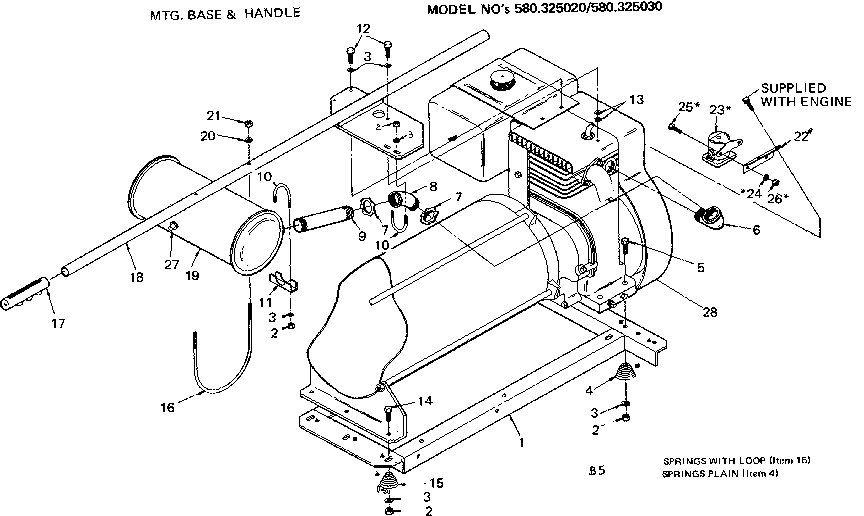 Craftsman 580325030 mounting base and handle diagram