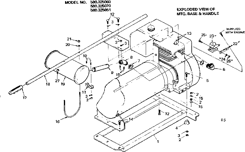 Craftsman 580325051 mtg. base & handle diagram