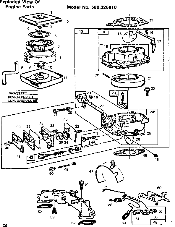 Craftsman 580326010 engine parts diagram