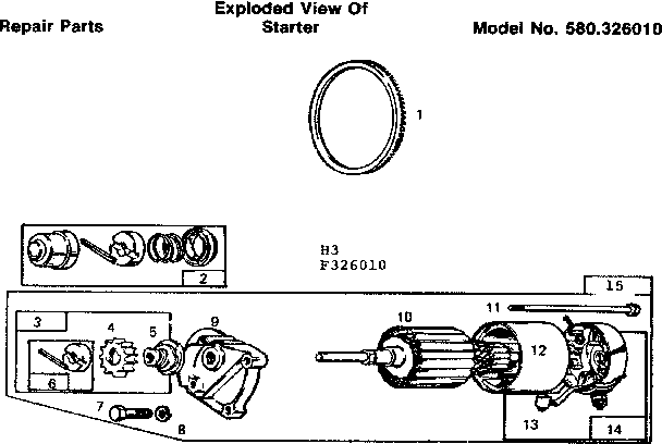 Craftsman 580326010 exploded view of starter diagram