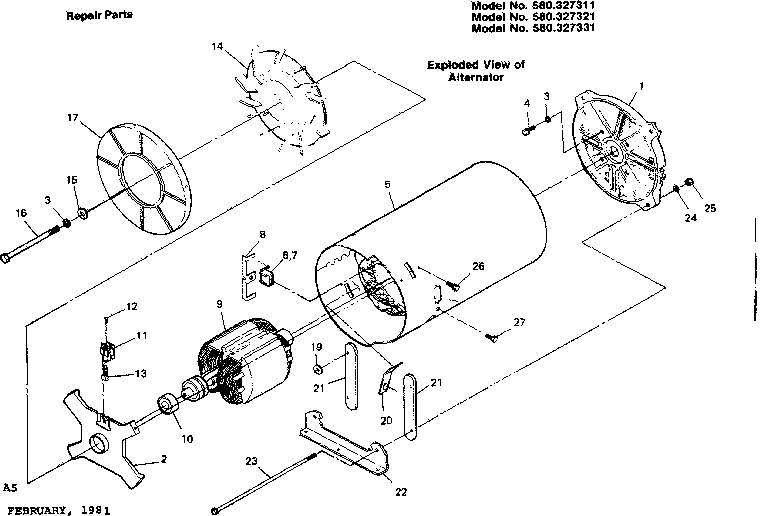 Craftsman 580327331 alternator diagram