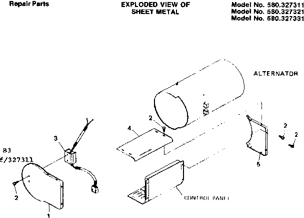 Craftsman 580327331 sheet metal diagram