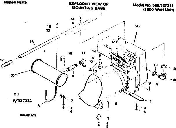 Craftsman 580327331 mounting base 327311 diagram