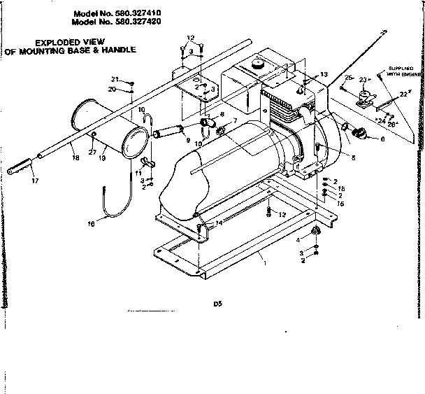 Craftsman 580327420 mounting base & handle diagram